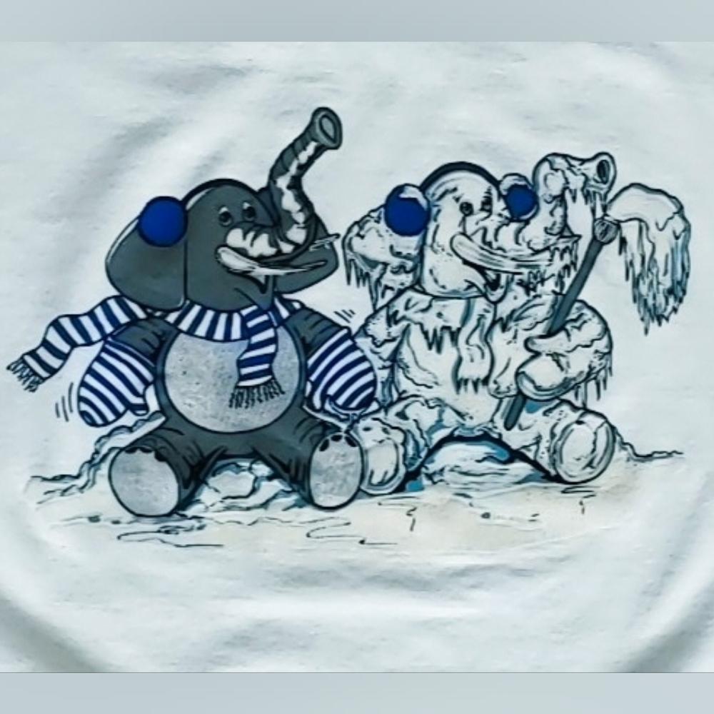 1980s Ladies Elephant Cartoon Print Oversized Drop Shoulder Sweatshirt Size (M)